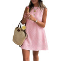 Idealsanxun Womens Gingham Dress Spring Summer Beach Boho Sleeveless Mini Sundress