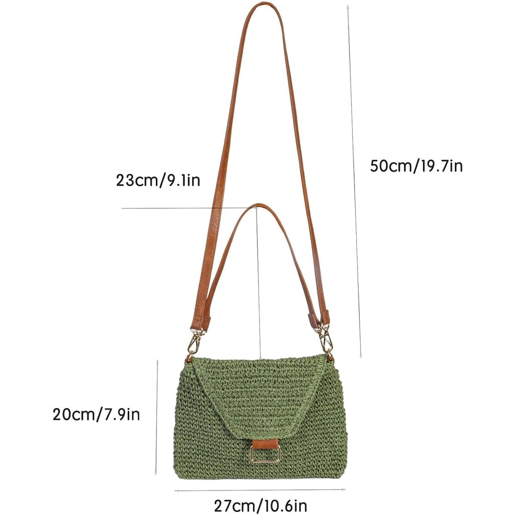 Eiyye Straw Crossbody Purse For Women Handwoven Shoulder Bag Green