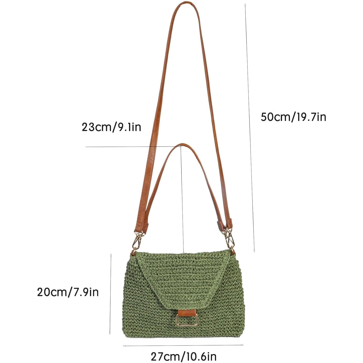 Eiyye Straw Crossbody Purse For Women Handwoven Shoulder Bag Green
