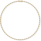 PAVOI 14K Gold Plated Simulated Diamond Tennis Necklaces for Women - Classic Tennis Chain - Timeless Station Round and Pear Cubic Zirconia Stones Choker Necklace