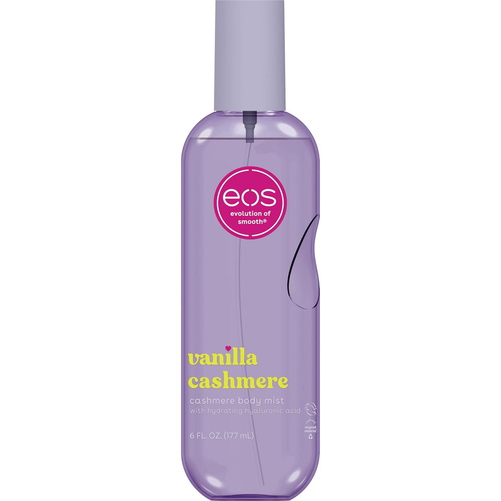 Eos Cashmere Body Mist, Vanilla Cashmere, Soft Musk, Cozy Caramel, Hair Mist, Body Spray For Women, Moisturizing, Hyaluronic Acid, Body Spray, Vegan, Cruelty-Free, 6 Fl Oz