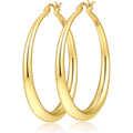 Silver Hoops Earrings for Women Hypoallergenic 925 Sterling Silver 14K Gold Plated Hoop Earrings Lightweight Large Thick Hollow Tube Hoop Earrings 30/40/50/60MM