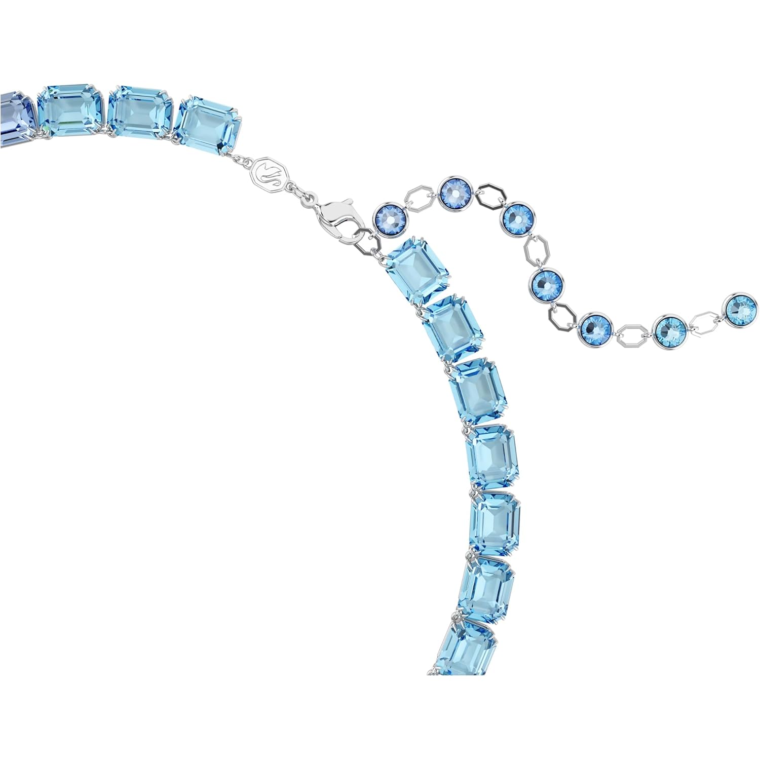 Swarovski Millenia Tennis Necklace, Octagon Cut, Color Gradient, Blue, Rhodium Finished