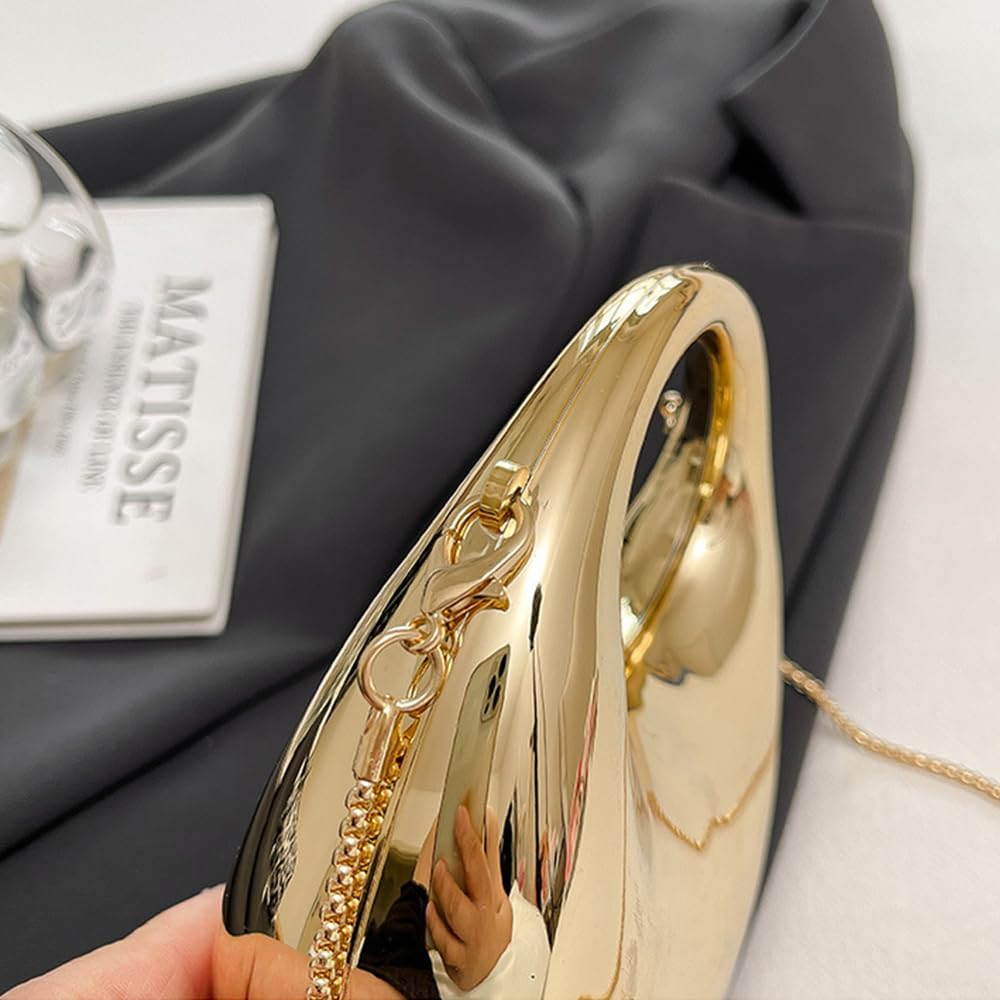 Acrylic Silver Moon Clutch Handbag With Chain | Luxury