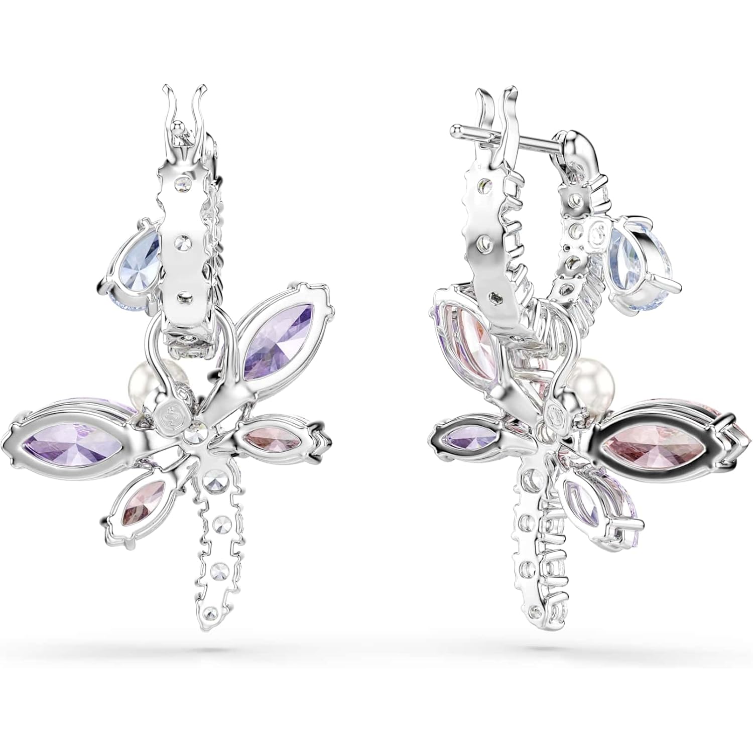 Swarovski x Ariana Grande Official Dragonfly Motif Jewelry Collection, Brooch, Pendant Necklace, Earrings, Mixed Cut Multicolored Stones, Rhodium Finish