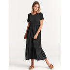 Anrabess Womens 2026 Summer Casual Maxi Dress A Line Tiered Flowy Short Sleeve Crewneck T Shirt Beach Travel Long Dresses