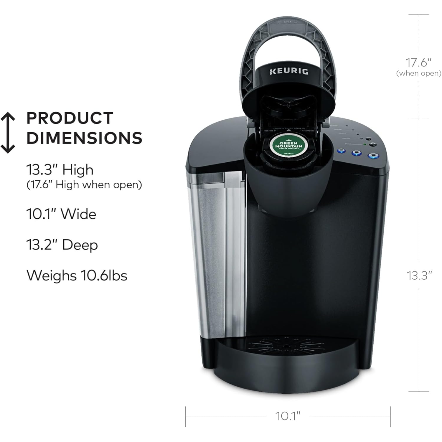 Keurig K-Classic Single Serve K-Cup Pod Coffee Maker, with 3 Brew Sizes, 48oz Removable Reservoir, Black