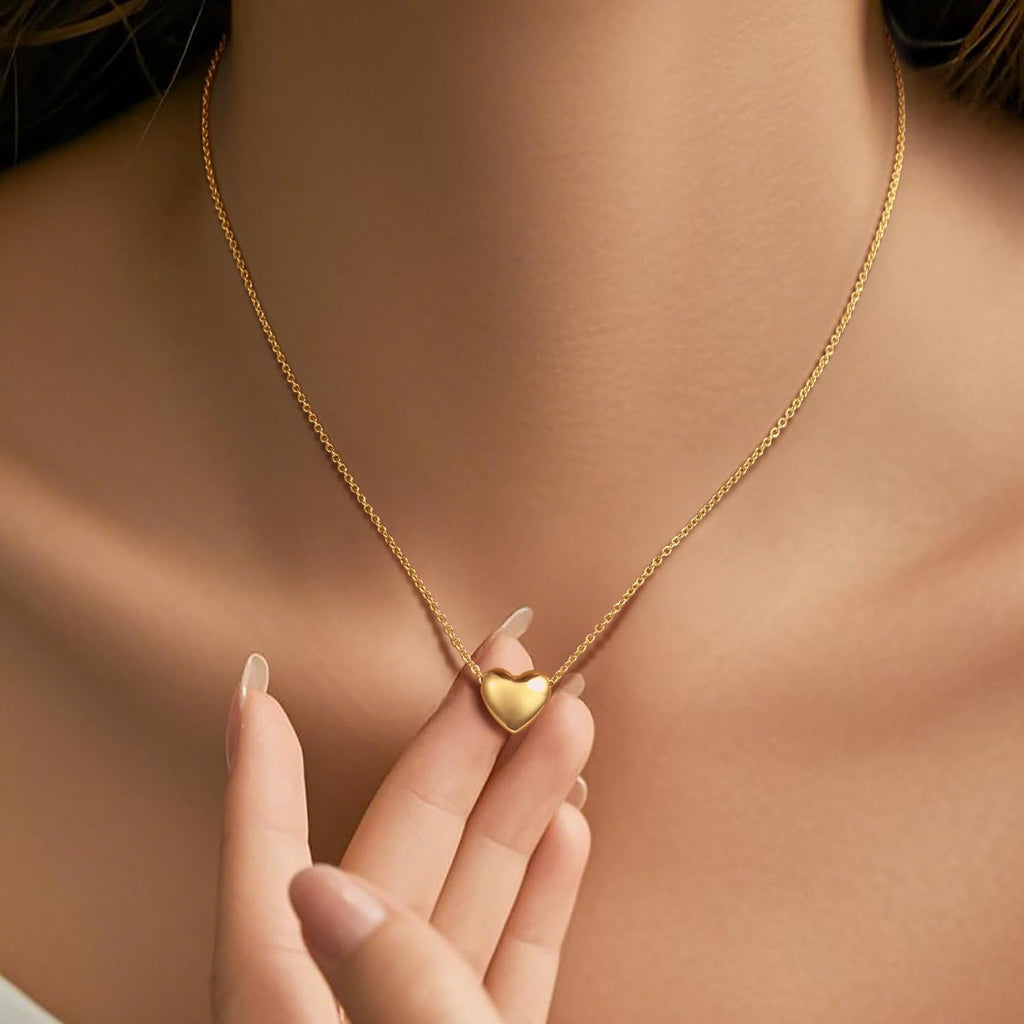 Gold Necklace for Women 14K Gold Pendant Necklaces for Women Charm Beauty Elegance and A Hint of Romance Dainty Heart Pendant Necklaces With Adjustable Length 18in