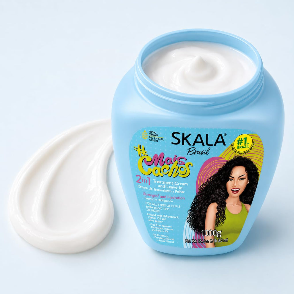 Skala Mais Cachos Hair Type 3Abc - Eliminate Anti Frizz, For Curly Hair -2 In 1 Conditioning Treatment Cream And Cream To Comb 100% Vegan 35.2 Oz (1 Pack)