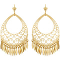 Barzel 18K Gold Plated Filigree Cut-out Dangling Chandelier Earrings - Made in Brazil