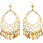 Barzel 18K Gold Plated Filigree Cut-out Dangling Chandelier Earrings - Made in Brazil
