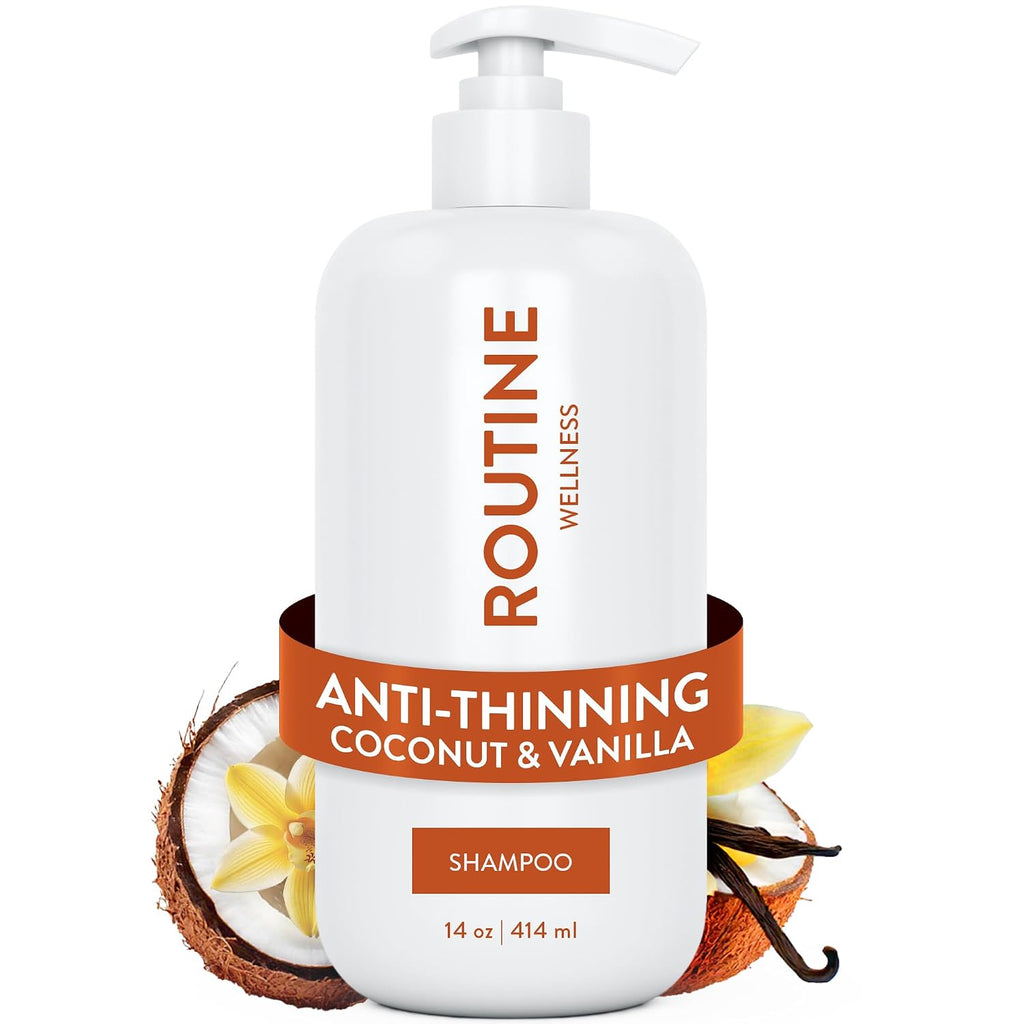 Routine Wellness Anti-Thinning Volumizing Shampoo For Thinning Hair & Hair Loss - Grow Your Confidence With Biotin & Dht Blockers - 14 Oz Coconut & Vanilla