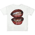 Verdusa Graphic Tees for Women Lips Print 2000s Clothing Short Sleeve Graphic T Shirts Y2k Going Out Tops White