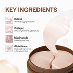 Mediheal Retinol Collagen Under Eye Patches - Korean Hydrogel Eye Pads (60 Patches) With 95% Retinol & Collagen - Improves Puffy Eyes & Dark Circles - Non Irritating, Encapsulated Retinol