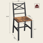 Mahancris Dining Chair Set Of 2, Rustic Wooden Kitchen Chairs With Backrest, Farmhouse Dining Chairs For Kitchen, Industrial Style Chair With Metal Frame, Easy Assembly, Rustic Brown Tbhr1001