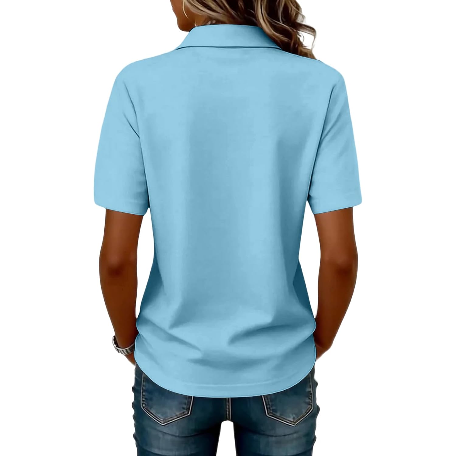 Polo Shirts For Women Golf Button Collared Summer Short Sleeve Tops Lightweight Work Polo Shirt Womens Blouses