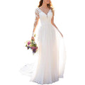 Findlovewedding Wedding Dresses For Bride With Lace Appliques Chiffon A Line Women Dress Long Sleeves Beach Bride Dress