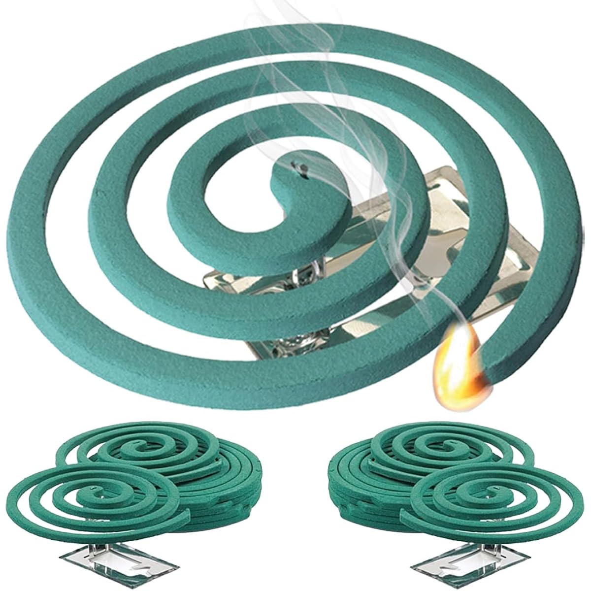 W4W Mosquito Repellent Coils - Outdoor Use Reaches Up To 10 Feet - Each Burns For 5-7 Hours (Three Pack Contains 12 Coils & 6 Stands)