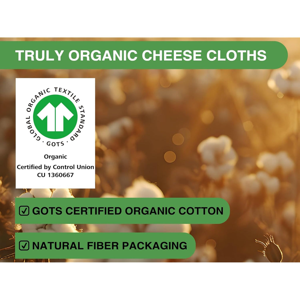 Organic Cheese Cloths, Gots Certified, Grade 100, 36X36Inch, Reusable Cheese Cloth With Closed Edges Fabric Fine Mesh Cloth, Unbleached Cotton Muslin Cheesecloth For Straining,Cooking,Crafts - 9 Sq.Ft