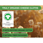 Organic Cheese Cloths, Gots Certified, Grade 100, 36X36Inch, Reusable Cheese Cloth With Closed Edges Fabric Fine Mesh Cloth, Unbleached Cotton Muslin Cheesecloth For Straining,Cooking,Crafts - 9 Sq.Ft