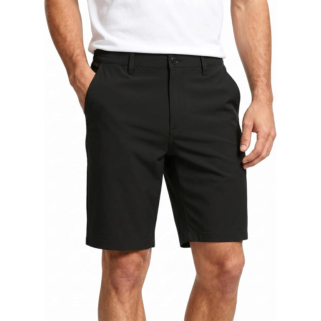 Men'S Flat Front Chino Shorts Casual Summer Cotton Elastic Waist Beach Vacation Outfits With Pockets For Walking