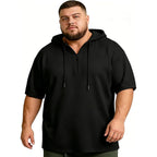 Men'S Big And Tall Short Sleeve Hoodie 4Xl-8Xl Cotton Blend Quarter Zip Lightweight Stretchy Hooded T-Shirt For Summer | Lightweight, Breathable And Soft, Relaxed Fit, Zip Up, No Fading, No Shrinking, Summer, Casual, Outdoor, Hiking, Walking