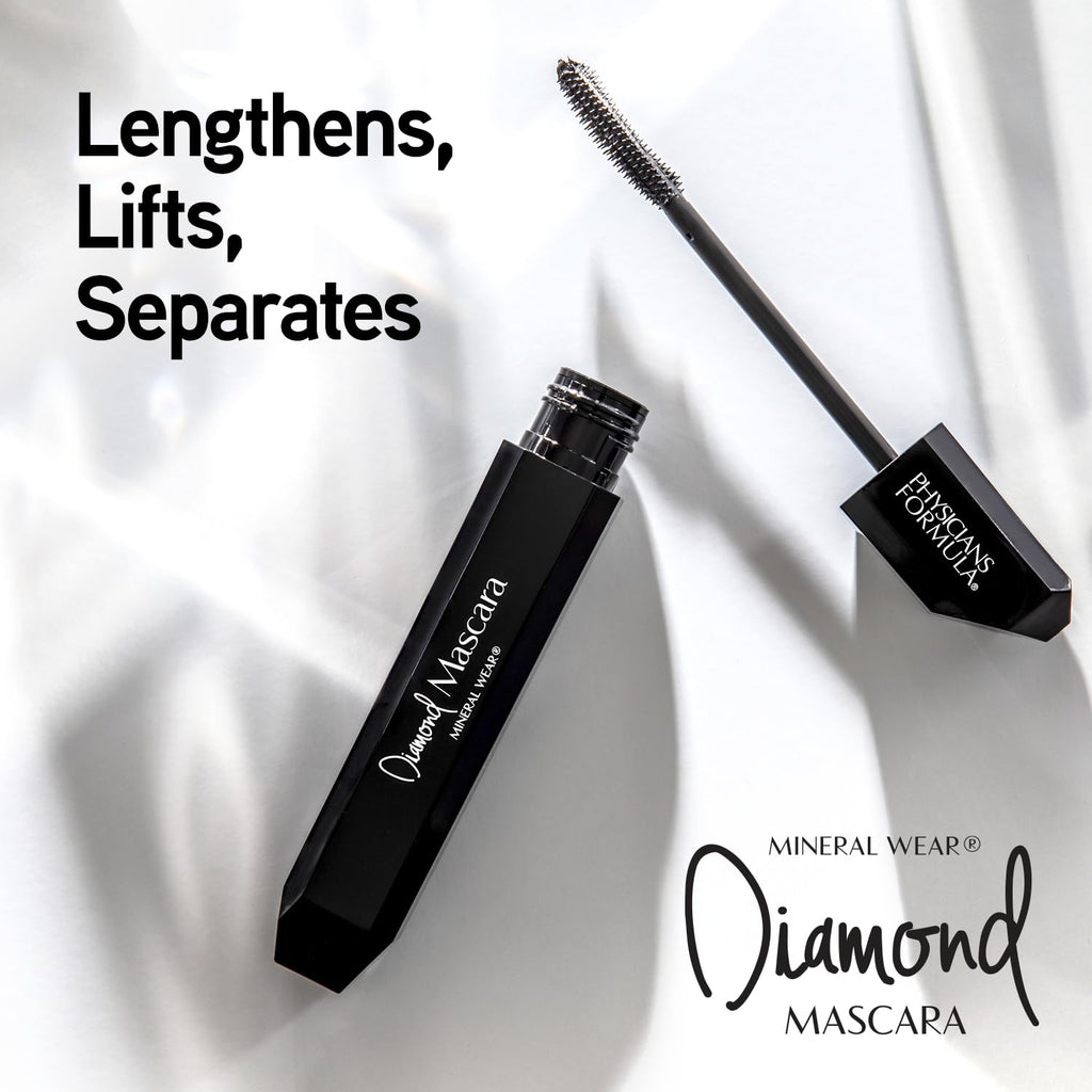 Physicians Formula Mineral Wear Diamond Mascara Black Diamond 2.12 FL Oz, Dermatologist Tested, Opthahlamologist Approved, Sensitive Eyes