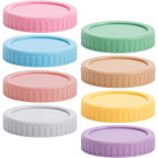 Vaincre 8PCS Wide Mouth Mason Jar Lids, Plastic Mason Jar Canning Lids Tops, Reusable Leak Proof Canning Covers with Silicone Rings for Ball, Kerr and More, Dishwasher Safe