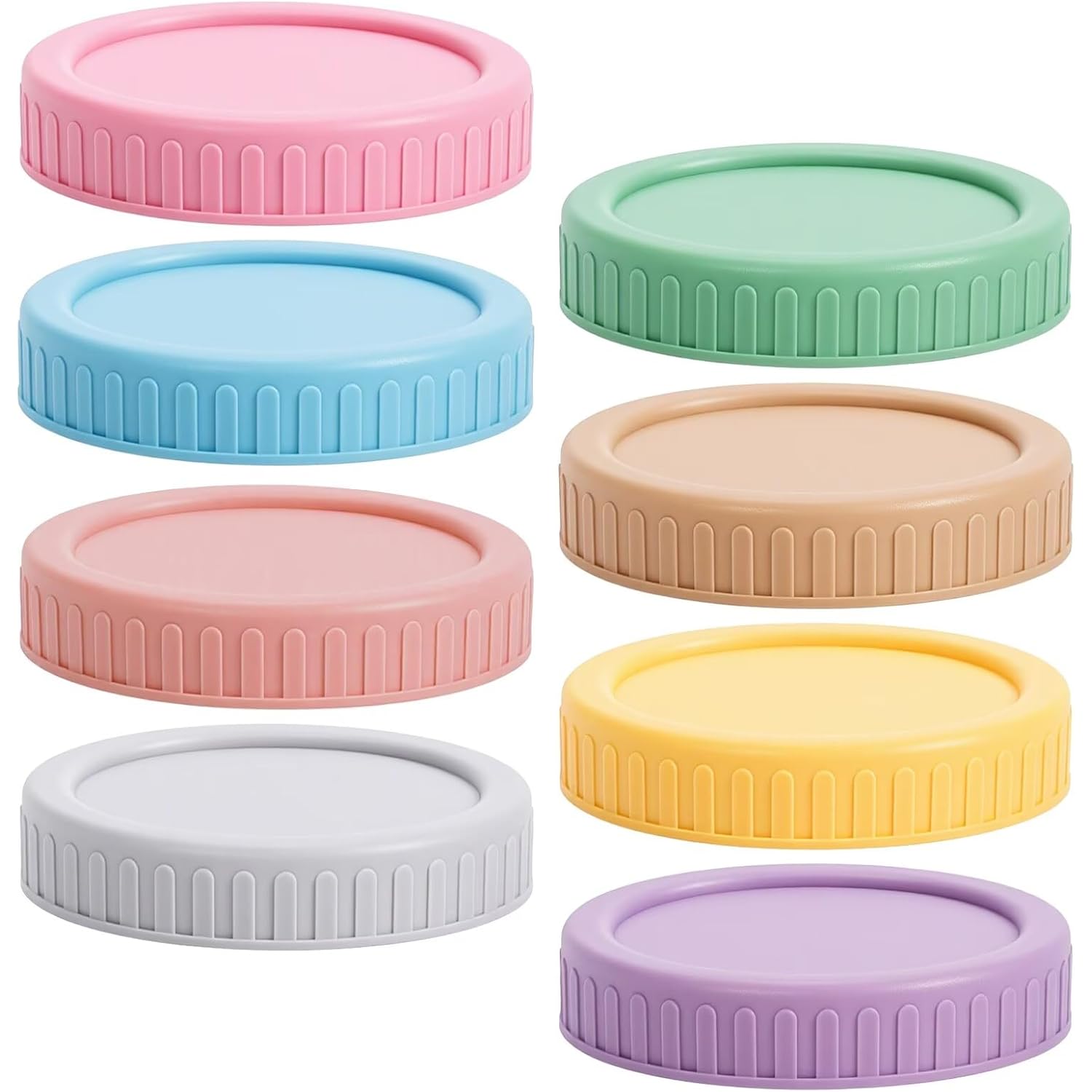 Vaincre 8PCS Wide Mouth Mason Jar Lids, Plastic Mason Jar Canning Lids Tops, Reusable Leak Proof Canning Covers with Silicone Rings for Ball, Kerr and More, Dishwasher Safe