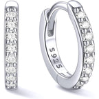 ChicSilver 925 Sterling Silver Huggie Earrings for Women 14K Gold Plated Silver Hoop Earrings for Women Hypoallergenic Small Cubic Zirconia Huggie Earring (6/8/10/12/14/16/18/20mm)