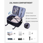 Ecohub 17" Small Travel Backpack, United Airlines Personal Item Bag 17X10X9 With 16 Pockets, Water Resistant Rucksacks Fit 15.6" Laptop, Airtag Pocket, Lightweight Casual Daypack, 25L, Black