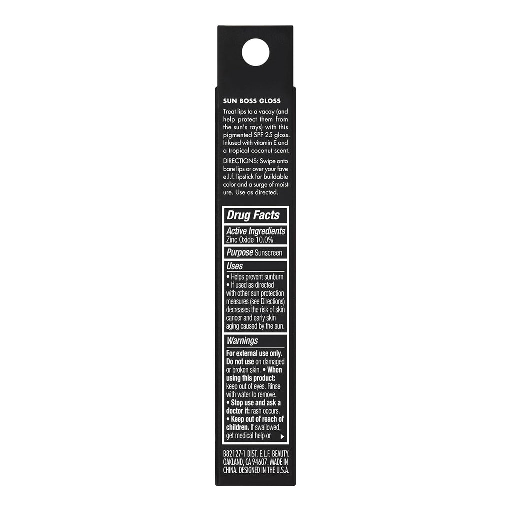e.l.f. Sun Boss Gloss SPF 25, Pigmented Lip Gloss For A High-Shine Finish, Moisturizing & Conditioning Formula, Vegan & Cruelty-Free, Blush Much?