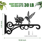 2-Pack 10 Inch Aesthetic Plant Hangers Outdoor – Metal Hanging Plant Bracket With Beautiful Hummingbird Pattern – Heavy Duty Plant Hooks For Hanging Plants, Bird Feeder, Wind Chime, Lantern