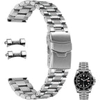 Juntan 20Mm 22Mm Stainless Steel Watch Band Curved End Straight End For Men Women Metal Watch Bands Strap Quick Release Replacement Bracelet With Double Folding Buckle Silver