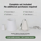 Small Bedside Table Lamp For Bedroom - Reading Desk Lamp With 3 Color Temperatures，15.5" Nightstand Ceramic Lamp With Fabric Shade For Kids Room,Living Room,Dorm,Home Office (White)