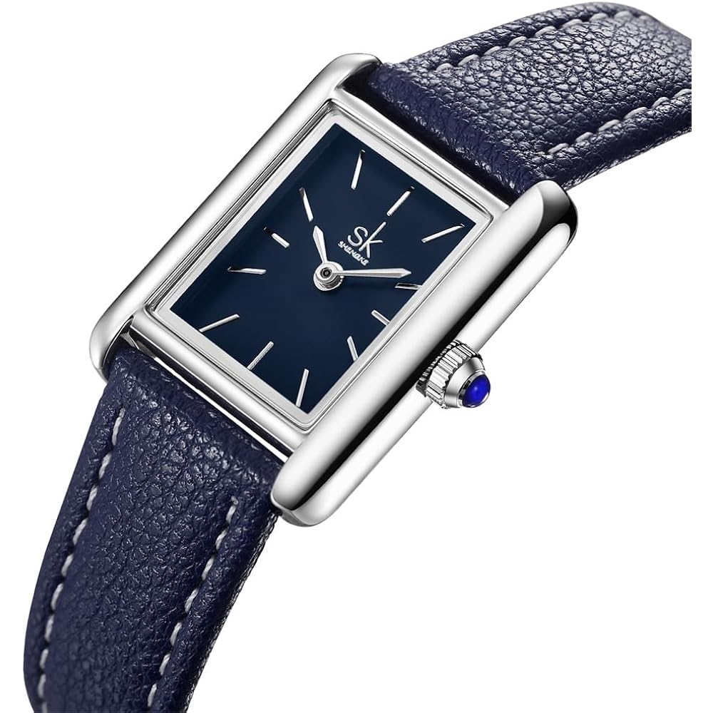 SHENGKE Minimalist Vintage Square Watches for Women with Leather Strap