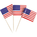 100 Pack USA American Flag US Toothpick Flags, Cocktail Picks Mini Stick Cupcake Toppers Country Picks Party Decoration Celebration Cocktail Food Bar Cake Flags (American)