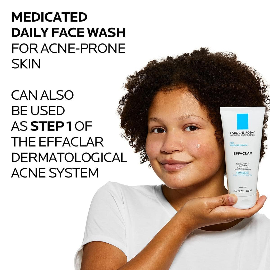 La Roche-Posay Effaclar Medicated Gel Cleanser, 2% Salicylic Acid Cleanser + Lha + Glycerin, Foaming Acne Face Wash, Helps Clear & Prevent Acne Breakouts, Oil Free, Targets Excess Oil