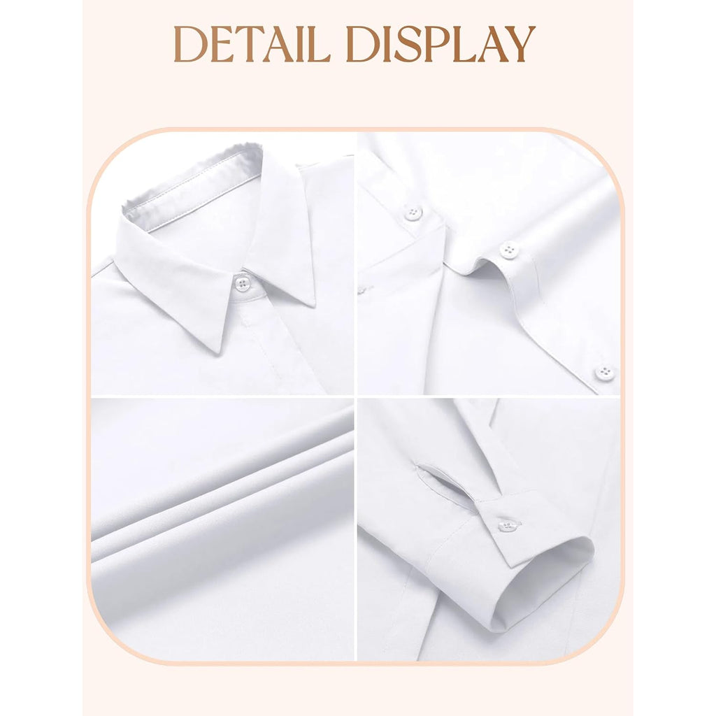 In'Voland Women'S Plus Size Button Down Shirts Long Sleeve Collared Casual Shirt Office Work Blouse Tops