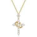 YIMERAIRE Upgraded Moissanite Crown Cross Necklace 14K Gold Vermeil 1.1 Carats Dainty Iced Out Easter Basket Stuffer Cross Jewelry S925 Sterling Silver Simple Gold Christian Faith Moissanite Cross Pendant Necklace For Women