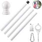 White Flag Pole Kit For House, 5 Ft Thickened Stainless Steel Outside Wall Mount Flagpole For 3X5' American Flag With 1" Tangle Free 360° Rotating Flag Pole Rings Hardware For Porch Residential