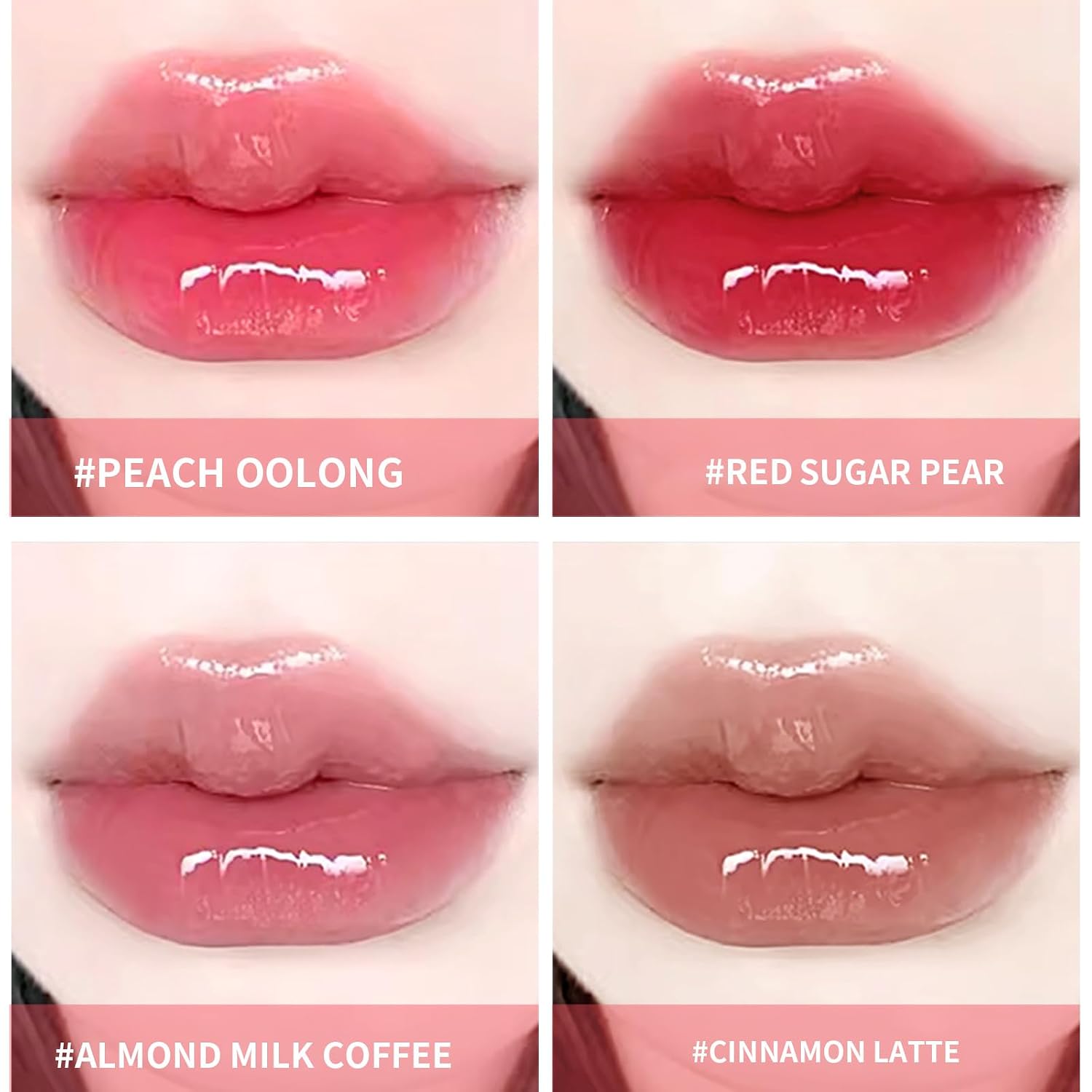 Blue Love 2Pcs Jelly Gloss Lipstick Set, High Shine & Moisturizing Melting Jelly Lip Balm, Long Lasting Plumping Lip Tint Gloss (Cinnamon Latte&Peach Oolong)