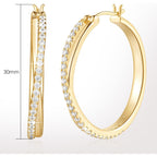 ELEBEST Hoop Earrings 14K Hoop Gold Earrings for Women Thick Large Diamond Hoops Earring Elegant X-shaped Gold Huggie Earring 30mm