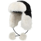 Womens Winter Thick Warm Hat Faux Fur Pilot Hood Cap Windproof Earflap Beanie Peruvian Trapper Hat for Skiing Cycling
