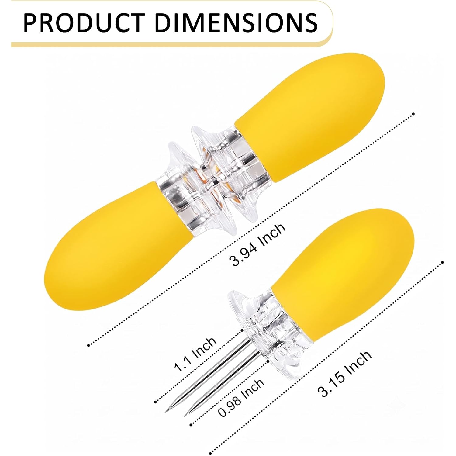 18 Pcs Stainless Steel Corn Cob Holders With Silicone Handle & Convenient Butter Spreading Tool