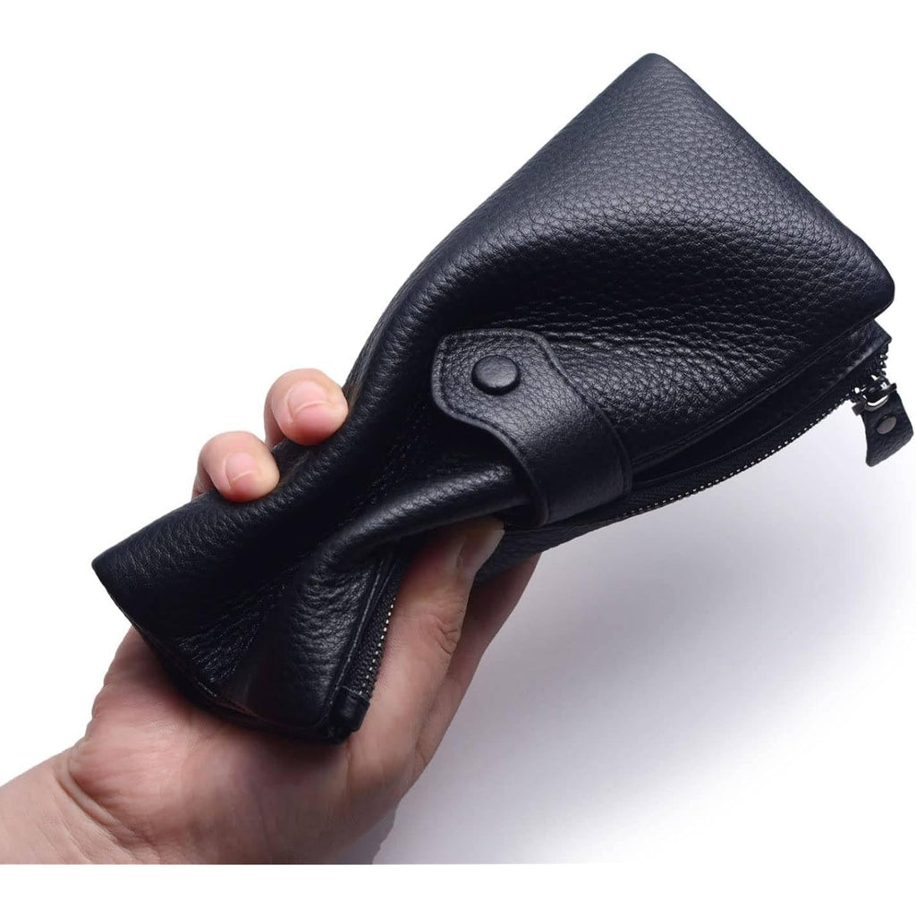 Bveyzi Women Soft Leather Rfid Blocking Bifold Slim Wallets Ladies Credit Card Holder Double Zipper Pocket | Soft