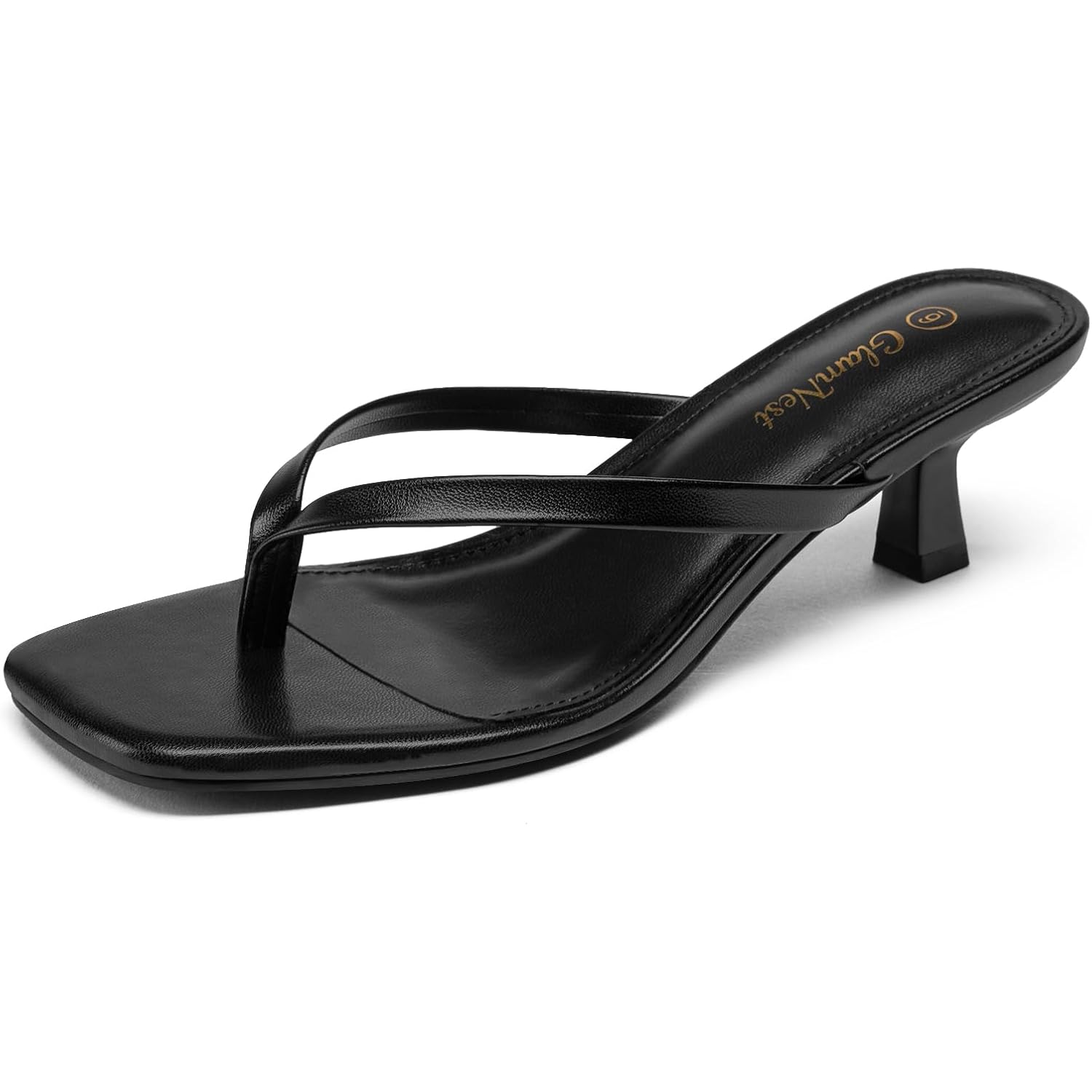 Women'S Kitten Heel Sandals Square Open Toe Slip On Flip Flop Heels Comfortable 2 Inch Heeled Sandals Thong Party Dress Summer Travel Wedding