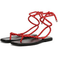 Rope Flat Sandals For Women Strappy Lace Up Square Open Toe Thong Sandals Comfortable Summer Beach Flip Flops Shoes