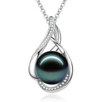 FANCIME Gift for Women Wife Natural Tahitian Pearl Necklace Sterling Silver Mysterious Ocean Treasure 10-12MM Black Pearl Luxury Jewelry Gift for Women, Mother, Wife, 16"+2" Adjustable