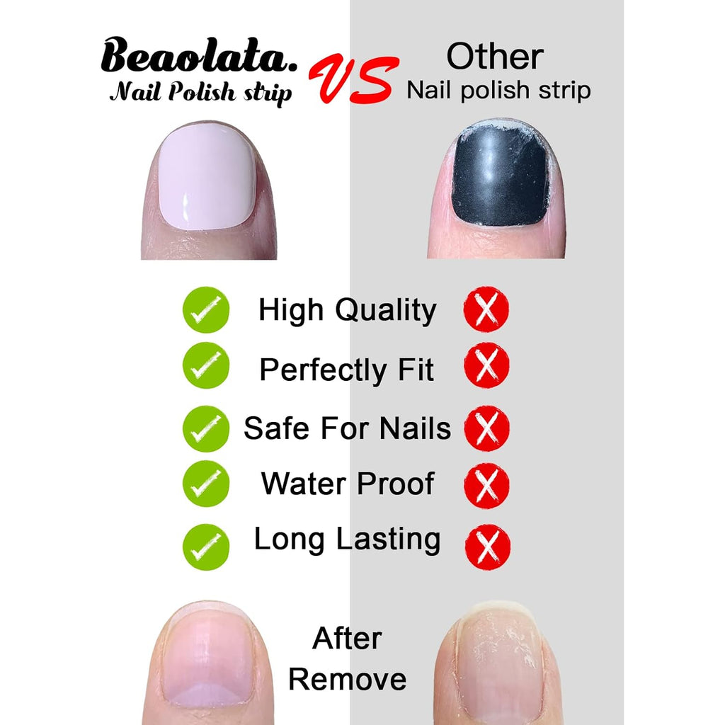 Nail Polish Strips, 32PCS Salon Quality Wraps, Long Lasting Gel Nail Stickers for Women Easy Apply& Remove (Milky Sheer Clear)